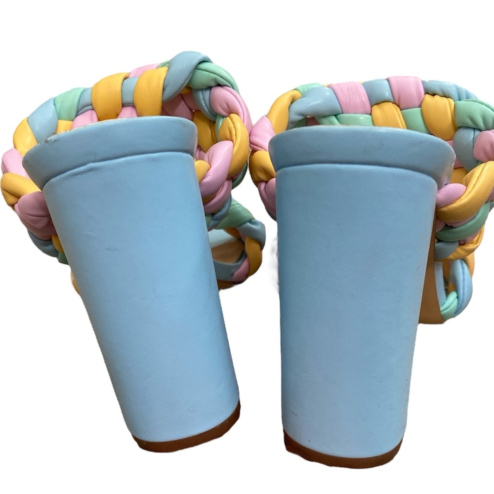 Multi Pastel Stacked Block Heel Open Toe Sandals - image 3